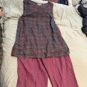 Flax Multicolor Geometric Linen Tunic and Pants